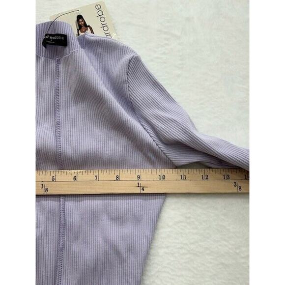 Naked Wardrobe Mini Dress Snatched Vibes Long Sleeve Rib Knit Purple Small NWT - Picture 6 of 10